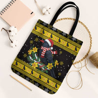 Flintshire Wales Christmas Tote Bag Welsh Red-billed Chough with Daffodil - Wonder Print Shop