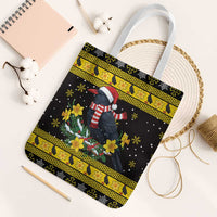 Flintshire Wales Christmas Tote Bag Welsh Red-billed Chough with Daffodil - Wonder Print Shop