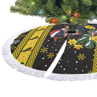 Flintshire Wales Christmas Tree Skirt Welsh Red-billed Chough with Daffodil - Wonder Print Shop