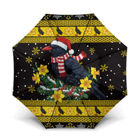 Flintshire Wales Christmas Umbrella Welsh Red-billed Chough with Daffodil - Wonder Print Shop