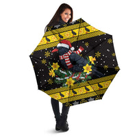 Flintshire Wales Christmas Umbrella Welsh Red-billed Chough with Daffodil - Wonder Print Shop
