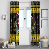 Flintshire Wales Christmas Window Curtain Welsh Red-billed Chough with Daffodil - Wonder Print Shop