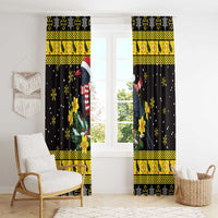 Flintshire Wales Christmas Window Curtain Welsh Red-billed Chough with Daffodil - Wonder Print Shop