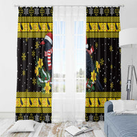 Flintshire Wales Christmas Window Curtain Welsh Red-billed Chough with Daffodil - Wonder Print Shop