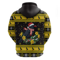 Flintshire Wales Christmas Zip Hoodie Welsh Red-billed Chough with Daffodil - Wonder Print Shop