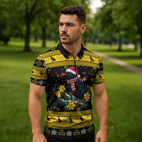 Flintshire Wales Christmas Zipper Polo Shirt Welsh Red-billed Chough with Daffodil - Wonder Print Shop