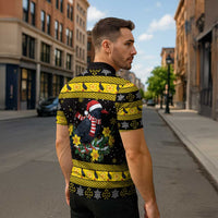 Flintshire Wales Christmas Zipper Polo Shirt Welsh Red-billed Chough with Daffodil - Wonder Print Shop