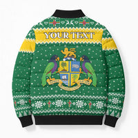 Personalized Dominica Christmas Bomber Puffer Jacket Coat of Arms Style - Wonder Print Shop