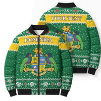 Personalized Dominica Christmas Bomber Puffer Jacket Coat of Arms Style - Wonder Print Shop