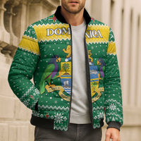 Personalized Dominica Christmas Bomber Puffer Jacket Coat of Arms Style - Wonder Print Shop