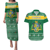 Personalized Dominica Christmas Couples Matching Puletasi and Hawaiian Shirt Coat of Arms Style - Wonder Print Shop