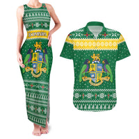 Personalized Dominica Christmas Couples Matching Tank Maxi Dress and Hawaiian Shirt Coat of Arms Style - Wonder Print Shop