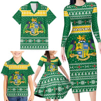 Personalized Dominica Christmas Family Matching Long Sleeve Bodycon Dress and Hawaiian Shirt Coat of Arms Style - Wonder Print Shop