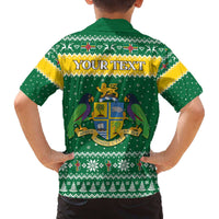 Personalized Dominica Christmas Family Matching Off The Shoulder Long Sleeve Dress and Hawaiian Shirt Coat of Arms Style - Wonder Print Shop