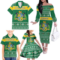 Personalized Dominica Christmas Family Matching Off The Shoulder Long Sleeve Dress and Hawaiian Shirt Coat of Arms Style - Wonder Print Shop