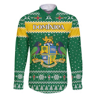 Personalized Dominica Christmas Family Matching Off The Shoulder Long Sleeve Dress and Hawaiian Shirt Coat of Arms Style - Wonder Print Shop