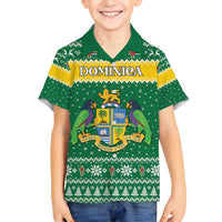 Personalized Dominica Christmas Family Matching Off Shoulder Short Dress and Hawaiian Shirt Coat of Arms Style - Wonder Print Shop
