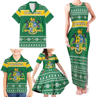 Personalized Dominica Christmas Family Matching Tank Maxi Dress and Hawaiian Shirt Coat of Arms Style - Wonder Print Shop