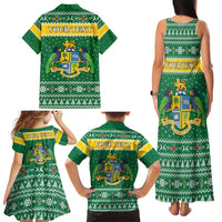 Personalized Dominica Christmas Family Matching Tank Maxi Dress and Hawaiian Shirt Coat of Arms Style - Wonder Print Shop