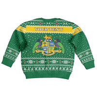 Personalized Dominica Christmas Kid Ugly Christmas Sweater Coat of Arms Style - Wonder Print Shop