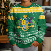 Personalized Dominica Christmas Kid Ugly Christmas Sweater Coat of Arms Style - Wonder Print Shop