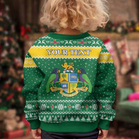Personalized Dominica Christmas Kid Ugly Christmas Sweater Coat of Arms Style - Wonder Print Shop
