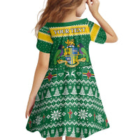 Personalized Dominica Christmas Kid Short Sleeve Dress Coat of Arms Style - Wonder Print Shop