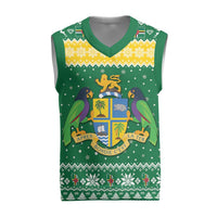 Personalized Dominica Christmas Knitted V-Neck Vest Coat of Arms Style - Wonder Print Shop