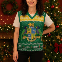 Personalized Dominica Christmas Knitted V-Neck Vest Coat of Arms Style - Wonder Print Shop