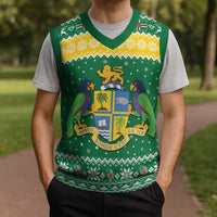 Personalized Dominica Christmas Knitted V-Neck Vest Coat of Arms Style - Wonder Print Shop