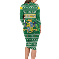 Personalized Dominica Christmas Long Sleeve Bodycon Dress Coat of Arms Style - Wonder Print Shop