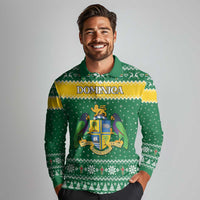 Personalized Dominica Christmas Long Sleeve Polo Shirt Coat of Arms Style - Wonder Print Shop