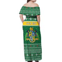 Personalized Dominica Christmas Off Shoulder Maxi Dress Coat of Arms Style - Wonder Print Shop