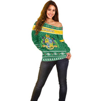 Personalized Dominica Christmas Off Shoulder Sweater Coat of Arms Style - Wonder Print Shop