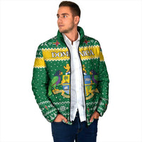 Personalized Dominica Christmas Padded Jacket Coat of Arms Style - Wonder Print Shop