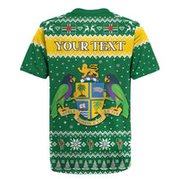 Personalized Dominica Christmas Rugby Jersey Coat of Arms Style - Wonder Print Shop
