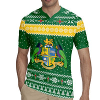 Personalized Dominica Christmas Rugby Jersey Coat of Arms Style - Wonder Print Shop