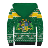 Personalized Dominica Christmas Sherpa Hoodie Coat of Arms Style - Wonder Print Shop