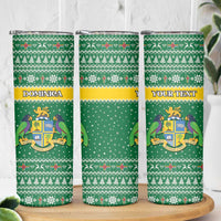 Personalized Dominica Christmas Skinny Tumbler Coat of Arms Style - Wonder Print Shop