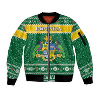 Personalized Dominica Christmas Sleeve Zip Bomber Jacket Coat of Arms Style - Wonder Print Shop