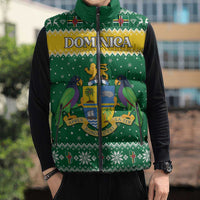 Personalized Dominica Christmas Sleeveless Puffer Jacket Coat of Arms Style - Wonder Print Shop