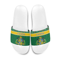 Dominica Christmas Slide Sandals Coat of Arms Style - Wonder Print Shop