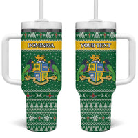 Personalized Dominica Christmas Tumbler With Handle Coat of Arms Style - Wonder Print Shop