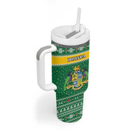 Personalized Dominica Christmas Tumbler With Handle Coat of Arms Style - Wonder Print Shop
