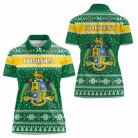 Personalized Dominica Christmas Women Polo Shirt Coat of Arms Style - Wonder Print Shop
