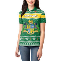 Personalized Dominica Christmas Women Polo Shirt Coat of Arms Style - Wonder Print Shop