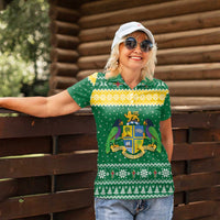 Personalized Dominica Christmas Women Polo Shirt Coat of Arms Style - Wonder Print Shop