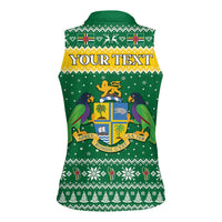 Personalized Dominica Christmas Women Sleeveless Polo Shirt Coat of Arms Style - Wonder Print Shop
