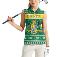 Personalized Dominica Christmas Women Sleeveless Polo Shirt Coat of Arms Style - Wonder Print Shop