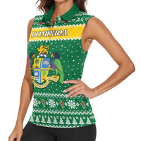 Personalized Dominica Christmas Women Sleeveless Polo Shirt Coat of Arms Style - Wonder Print Shop